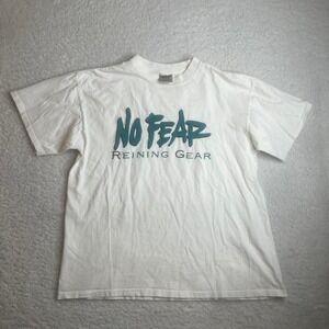 Vintage No fear men's white tshirt 90s USA made single stitch oneita xl